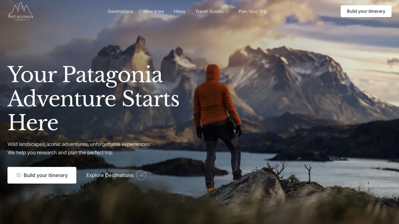 Actual homepage of Patagonia Scout’s website